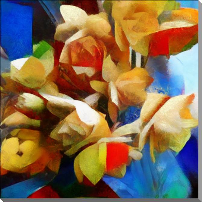 Картины на пластике, пеноркартоне Bouquet in cubism