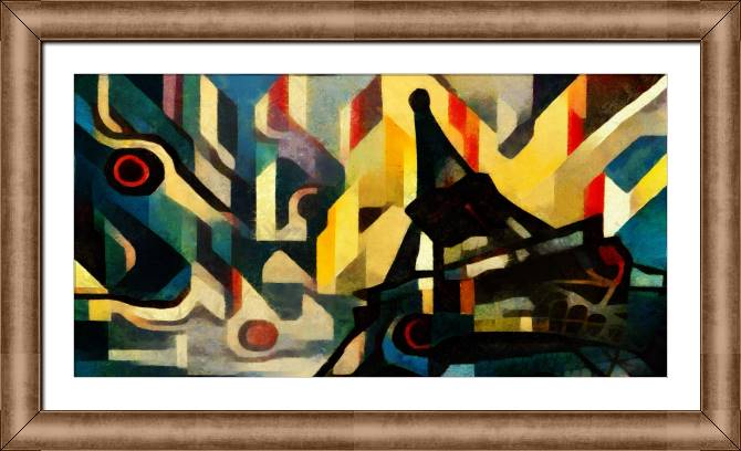 Купить и печать на заказ Картины в рамке, багете Эйфелева башня в кубизме