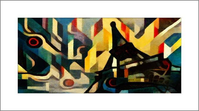 Купить и печать на заказ Картины, фото с паспарту Эйфелева башня в кубизме