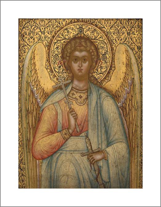 Купить и печать на заказ Картины, фото с паспарту Икона Ангел-Хранитель с узорной рамкой