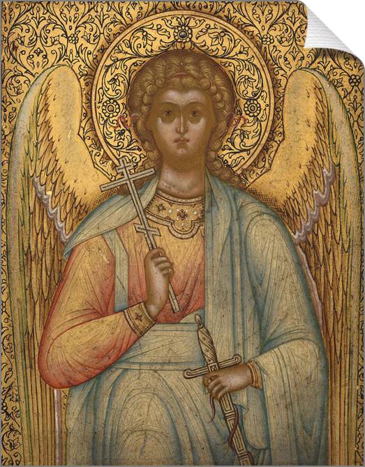 Paintings on canvas Icon of the Guardian angel with patterned frame