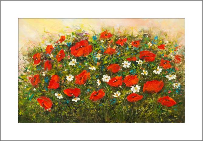 Купить и печать на заказ Картины, фото с паспарту Букет маков