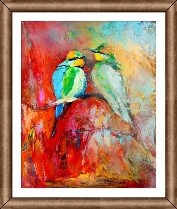 Купить и печать на заказ Картины в рамке, багете Красочные птицы