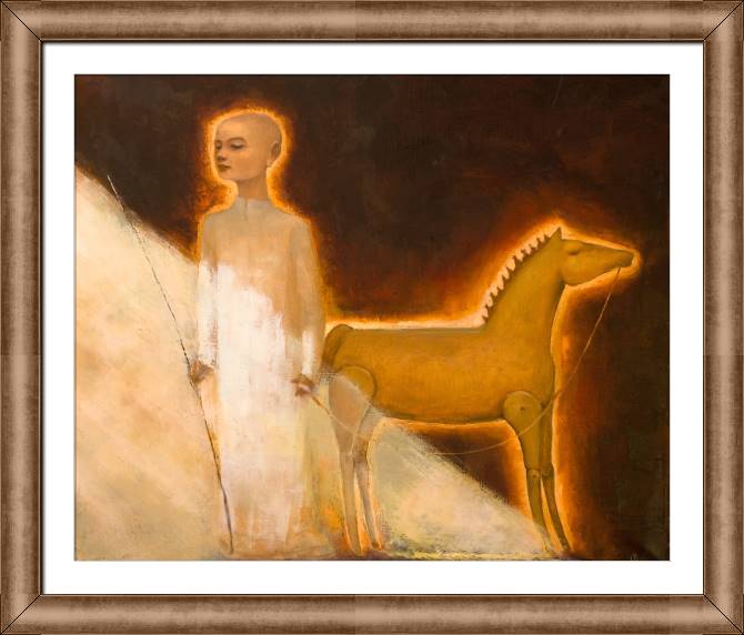 Купить и печать на заказ Картины в рамке, багете Мальчик и лошадка