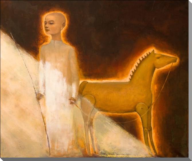 Картины на пластике, пеноркартоне A boy and a horse