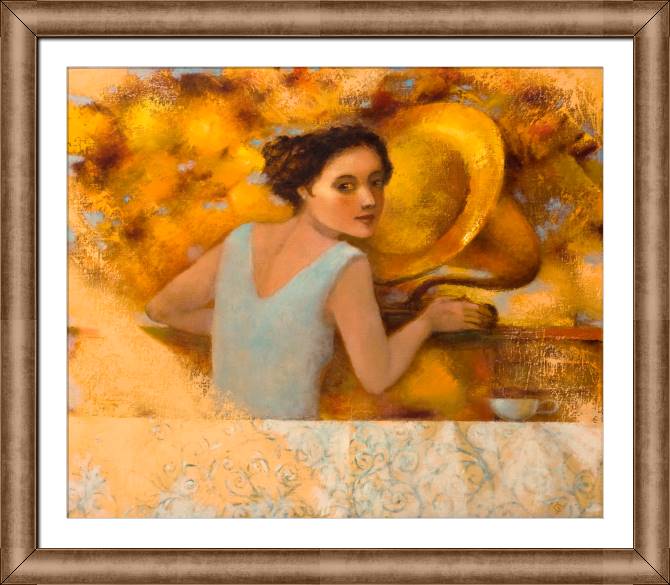 Купить и печать на заказ Картины в рамке, багете Девушка и граммофон