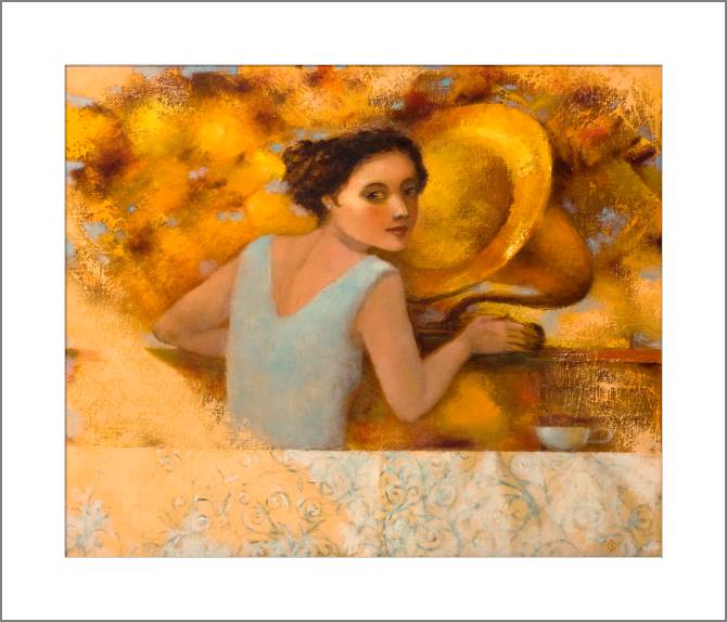 Купить и печать на заказ Картины, фото с паспарту Девушка и граммофон