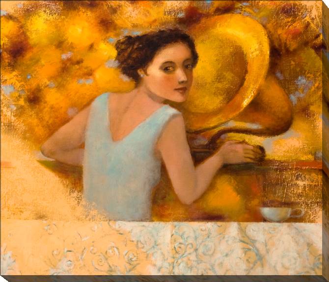 Paintings on canvas The girl and the phonograph
