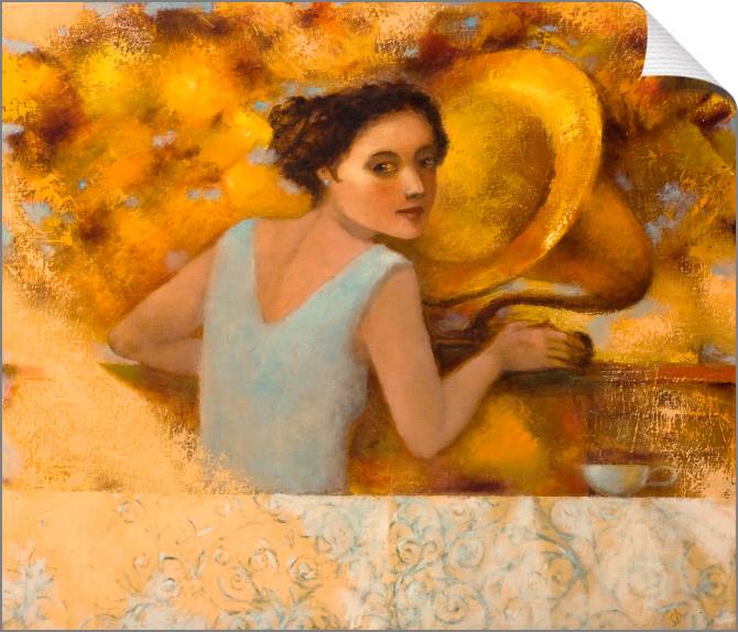 Купить и печать на заказ Картины на холсте Девушка и граммофон