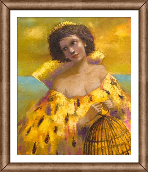 Купить и печать на заказ Картины в рамке, багете Девушка с клеткой