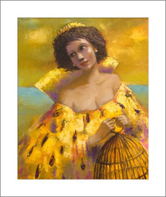 Купить и печать на заказ Картины, фото с паспарту Девушка с клеткой