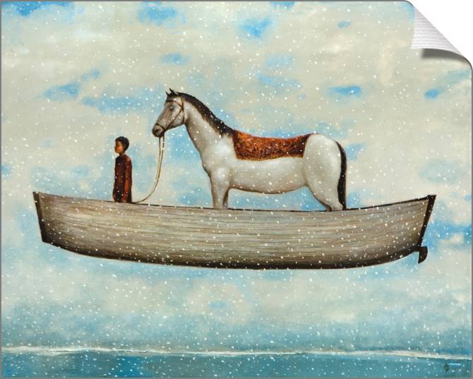 Купить и печать на заказ Картины на холсте Мальчик и лошадь в лодке