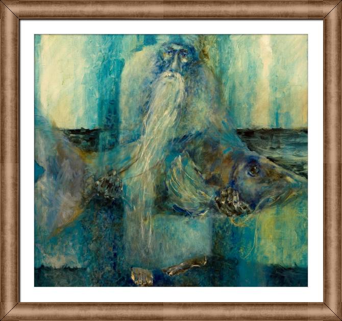 Купить и печать на заказ Картины в рамке, багете Старик и рыба