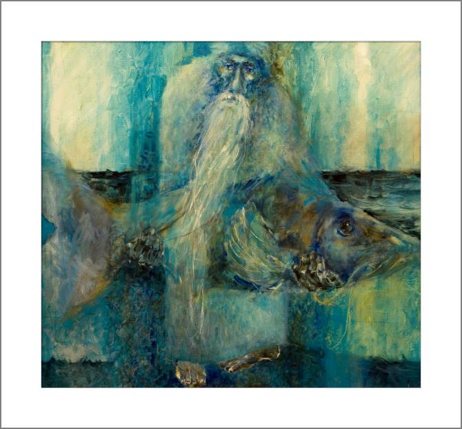 Купить и печать на заказ Картины, фото с паспарту Старик и рыба