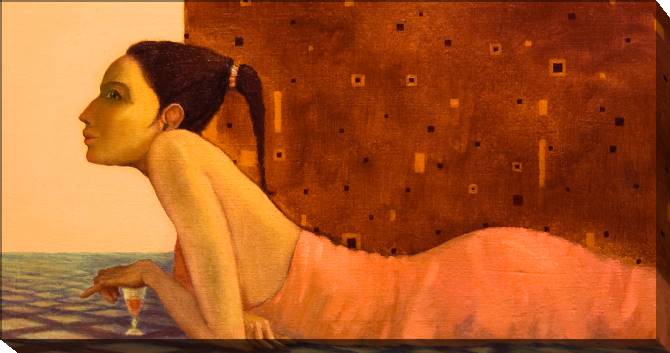 Купить и печать на заказ Картины на холсте Арт девушка с бокалом