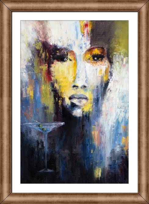 Купить и печать на заказ Картины в рамке, багете Женщина и мартини
