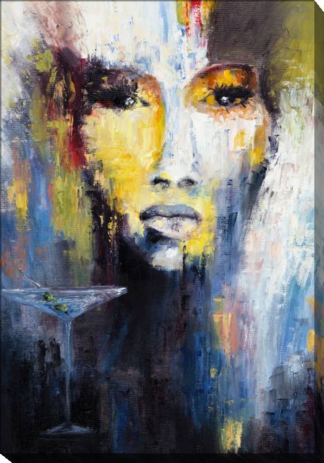 Купить и печать на заказ Картины на холсте Женщина и мартини