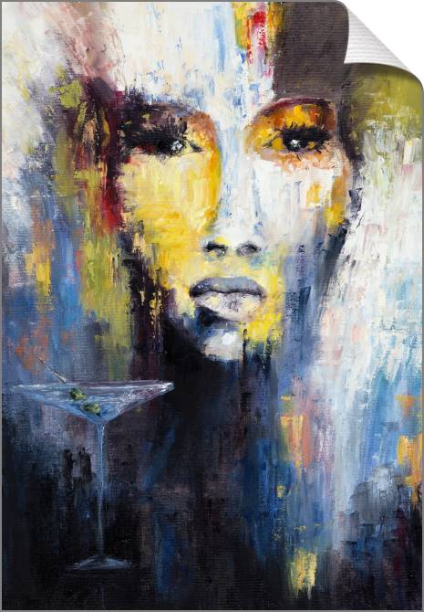 Купить и печать на заказ Картины на холсте Женщина и мартини