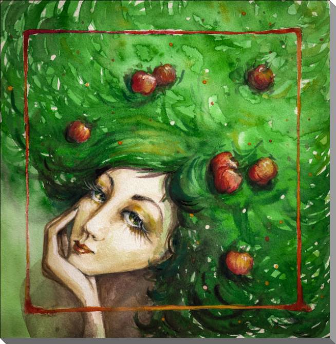 Картины на пластике, пеноркартоне Girl with apples
