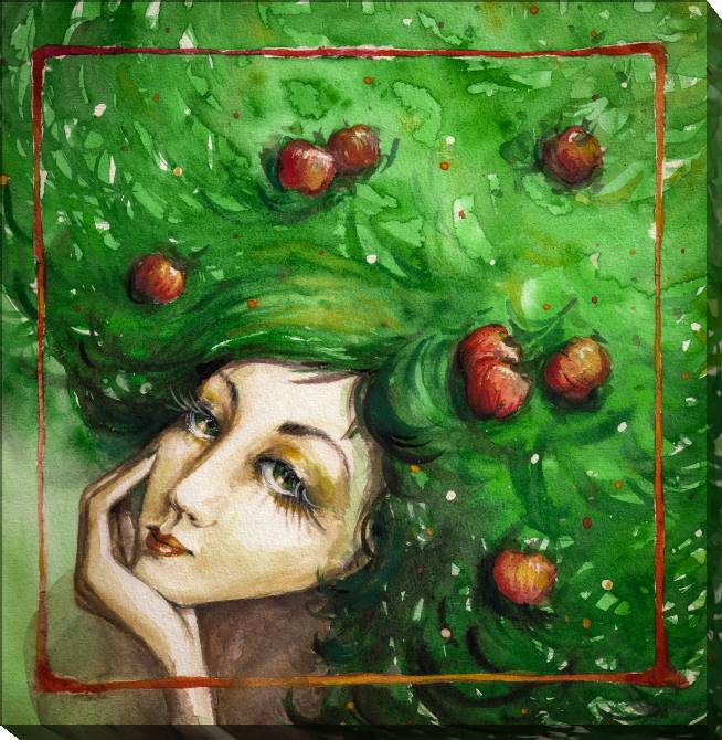 Купить и печать на заказ Картины на холсте Девушка с яблоками