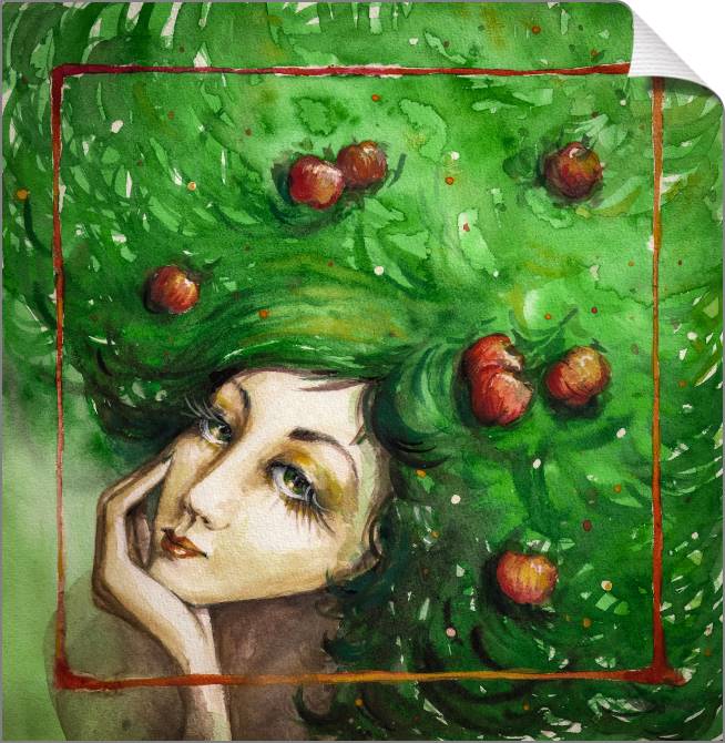 Купить и печать на заказ Картины на холсте Девушка с яблоками