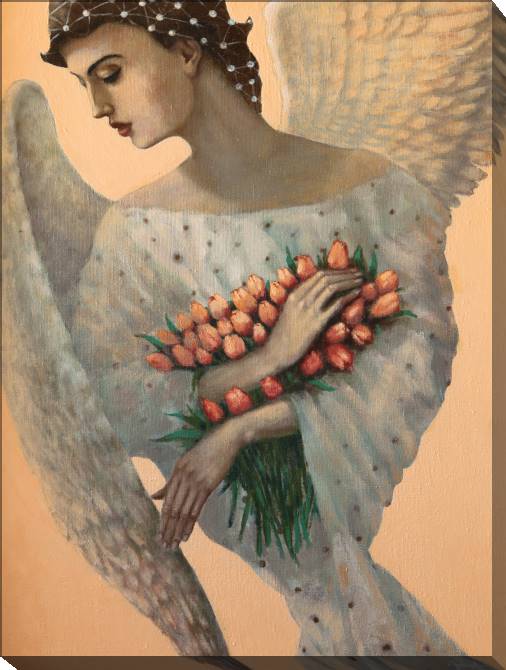 Paintings on canvas Angel with bouquet