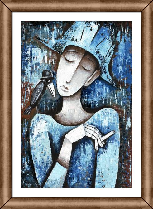 Купить и печать на заказ Картины в рамке, багете Арлекин и ворон