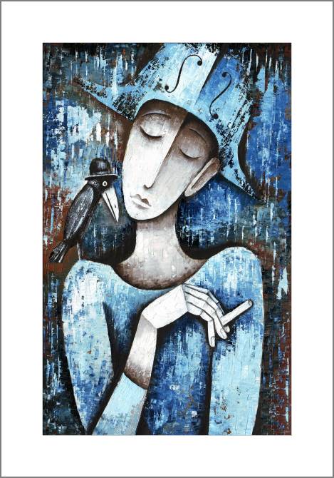 Купить и печать на заказ Картины, фото с паспарту Арлекин и ворон