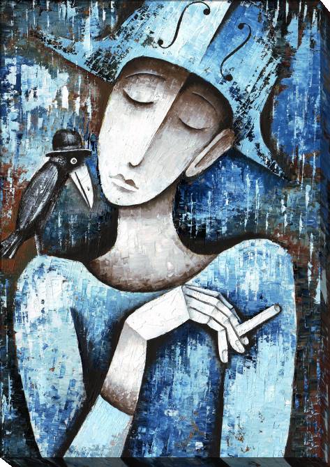 Купить и печать на заказ Картины на холсте Арлекин и ворон