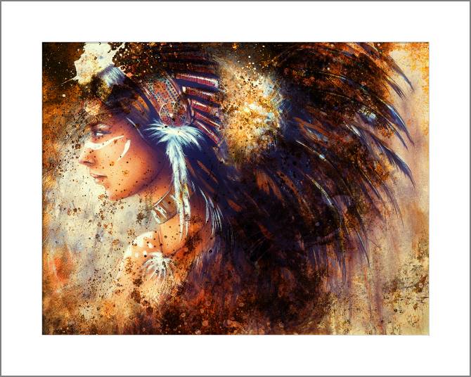 Картины, фото с паспарту Art Indian woman