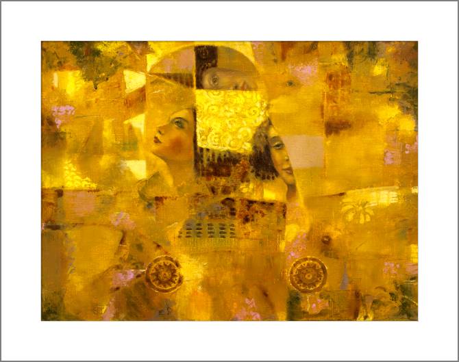 Купить и печать на заказ Картины, фото с паспарту Арт люди на золотом фоне