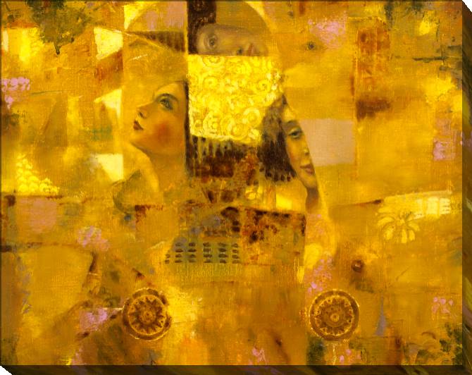 Купить и печать на заказ Картины на холсте Арт люди на золотом фоне