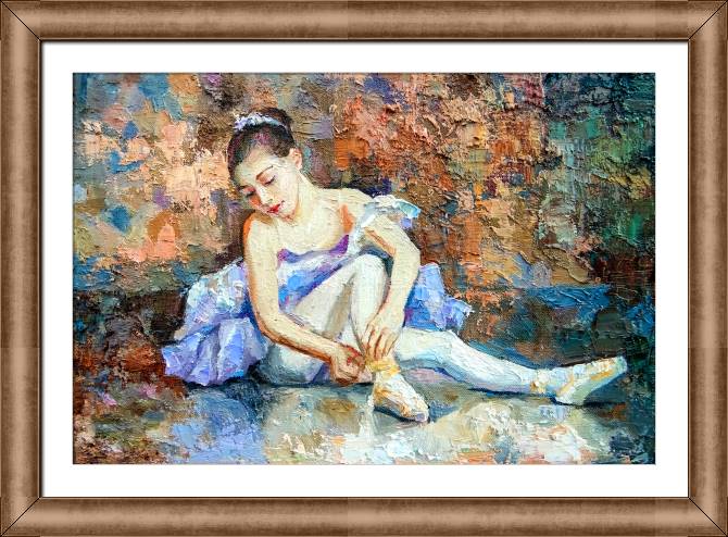 Купить и печать на заказ Картины в рамке, багете Юная балерина живопись маслом