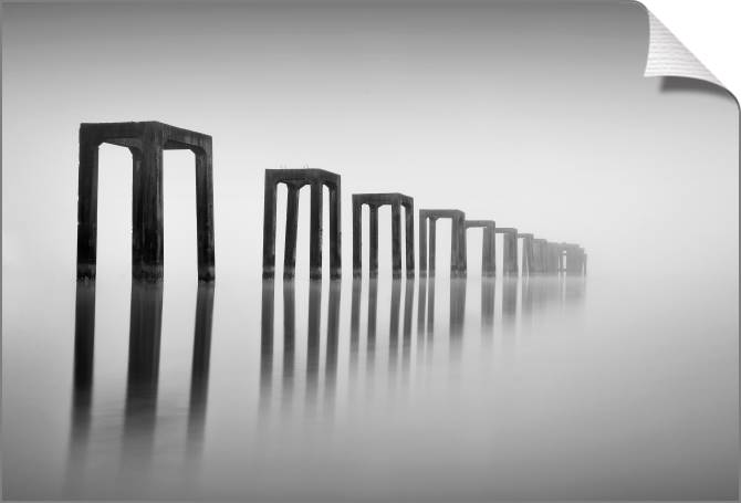 Купить и печать на заказ Картины на холсте Причал черно-белое фото