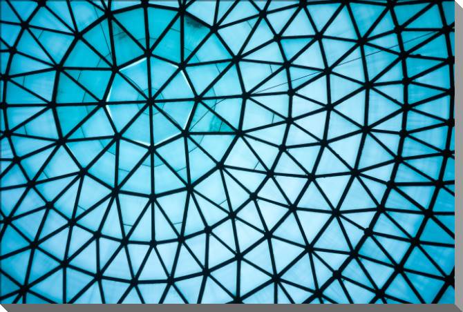 Картины на пластике, пеноркартоне The curved blue glass roof