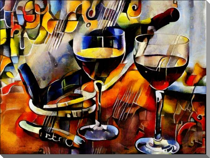 Картины на пластике, пеноркартоне Wine cubism