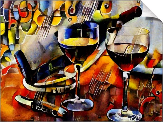 Картины на холсте Wine cubism
