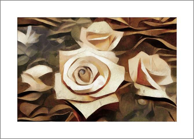 Купить и печать на заказ Картины, фото с паспарту Розы кубизм