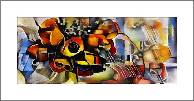 Купить и печать на заказ Картины, фото с паспарту Букет кубизм