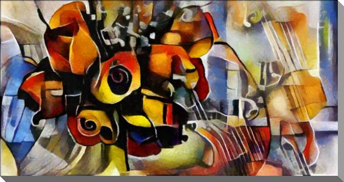 Картины на пластике, пеноркартоне Bouquet of cubism