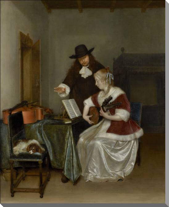 Картины на пластике, пеноркартоне The music lesson (Gerard Ter Borch)