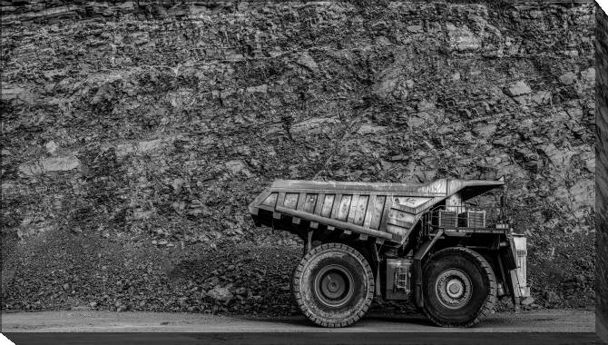 Paintings on canvas Dump truck in coal mine