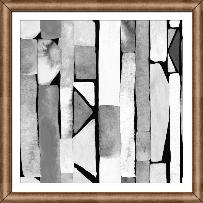 Купить и печать на заказ Картины в рамке, багете Черно-белая геометричная акварель