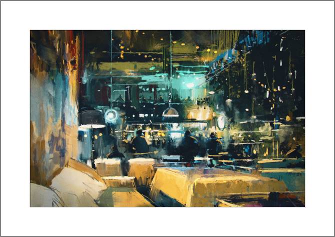 Paintings, photos from Passepartout The restaurant at night