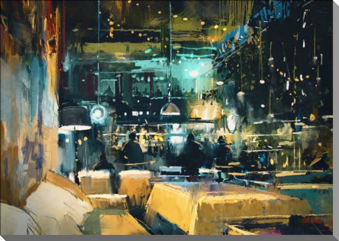 Картины на пластике, пеноркартоне The restaurant at night