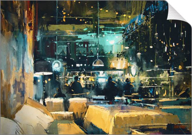 Купить и печать на заказ Картины на холсте Ресторан в ночное время