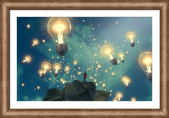 Купить и печать на заказ Картины в рамке, багете Арт с лампочками