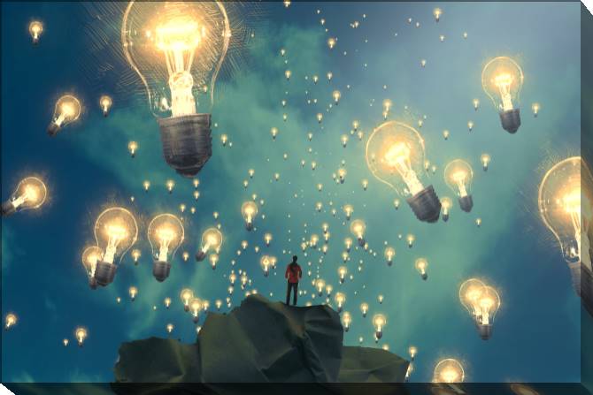 Купить и печать на заказ Картины на холсте Арт с лампочками