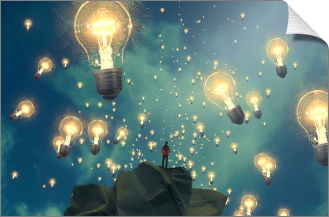 Купить и печать на заказ Картины на холсте Арт с лампочками