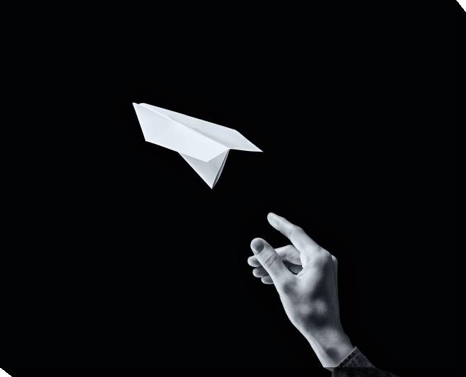 Paintings on canvas Hand and airplane